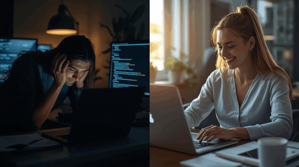 AIとスムーズに作業するビジネスパーソンのイメージ